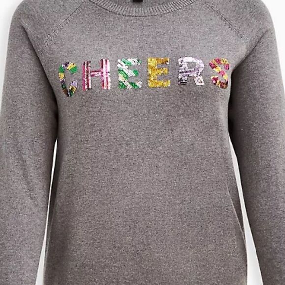 TORRID Cheers Festive Sequins Ragland Sweater Grey NWT Size 2 X - Picture 2 of 7